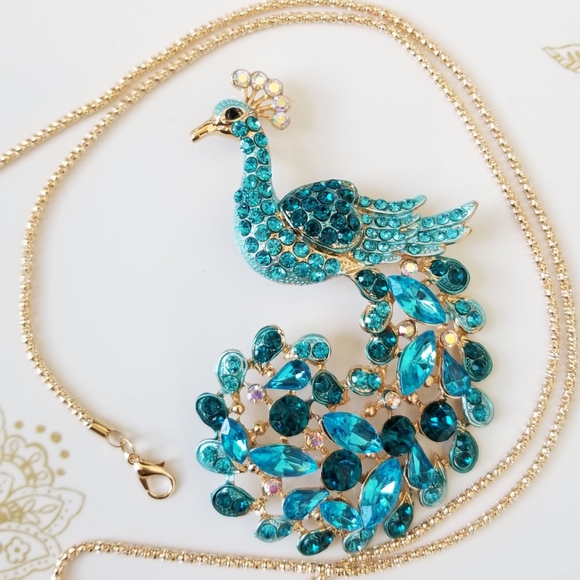 Jumbo Blue Peacock Pendant Purse Charm Key Ring NWT - Picture 6 of 10